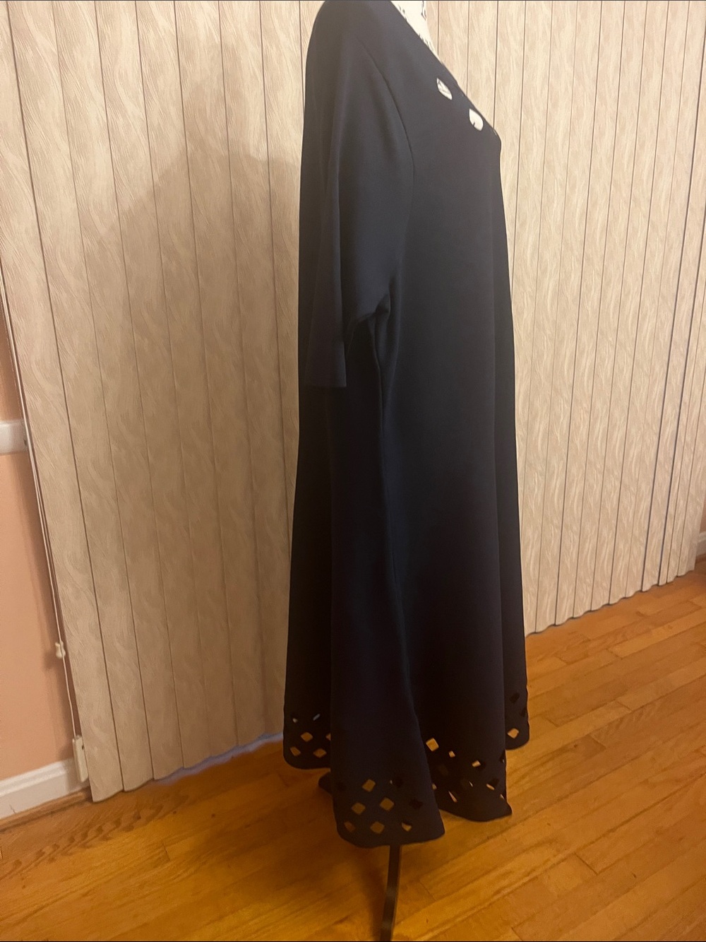 Navy Blue Cutout A-Line Women's Dress - Picture 4 of 9
